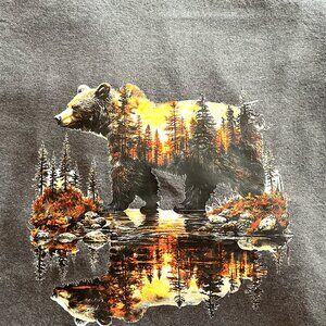 Hanes Gray Mens T Shirt HTV Bear on front size 3 XL tall